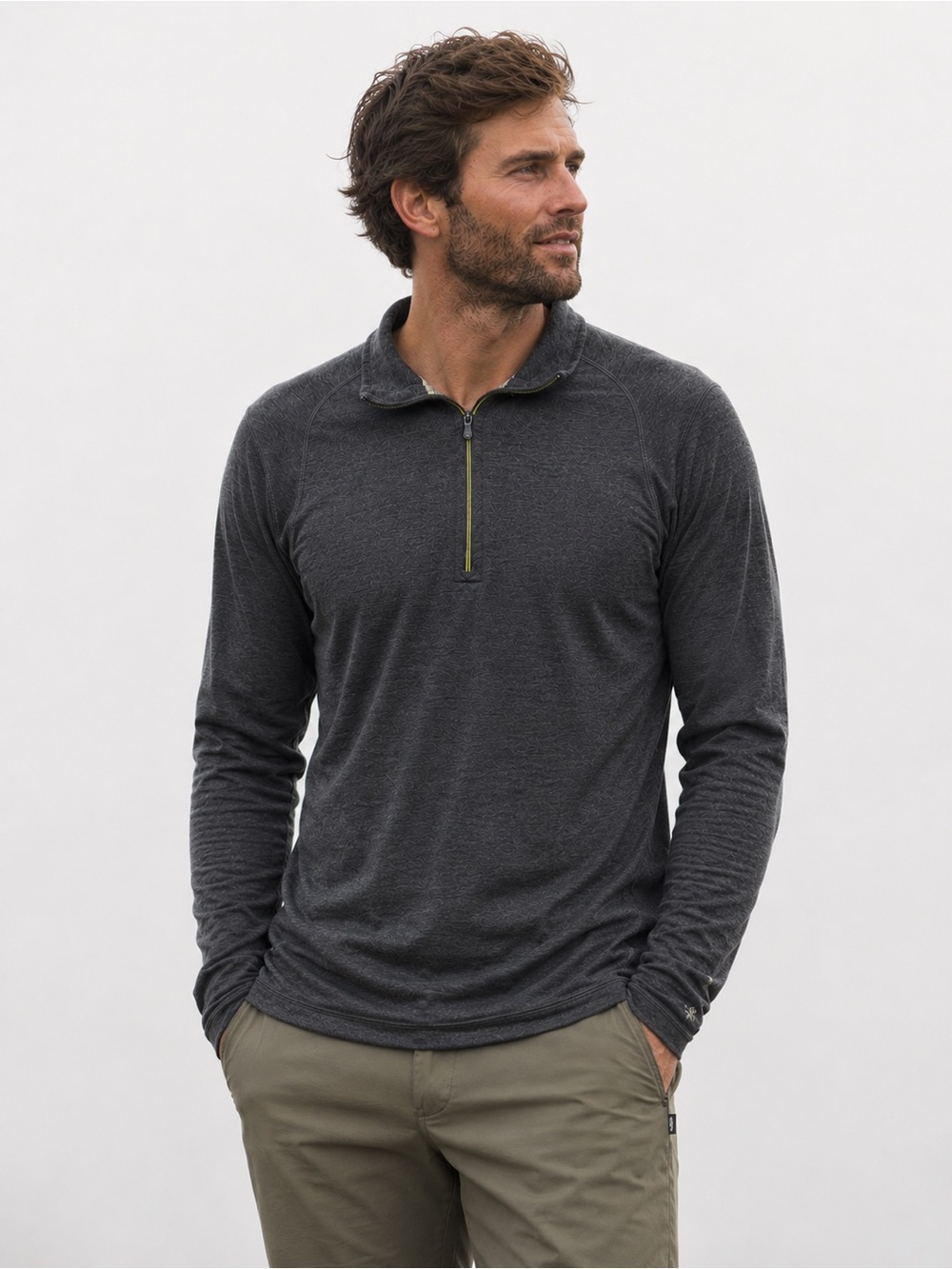 Men’s Smartwool Charcoal 1/4 Zip Merino Wool Base Layer Hiking Outdoors Thermal